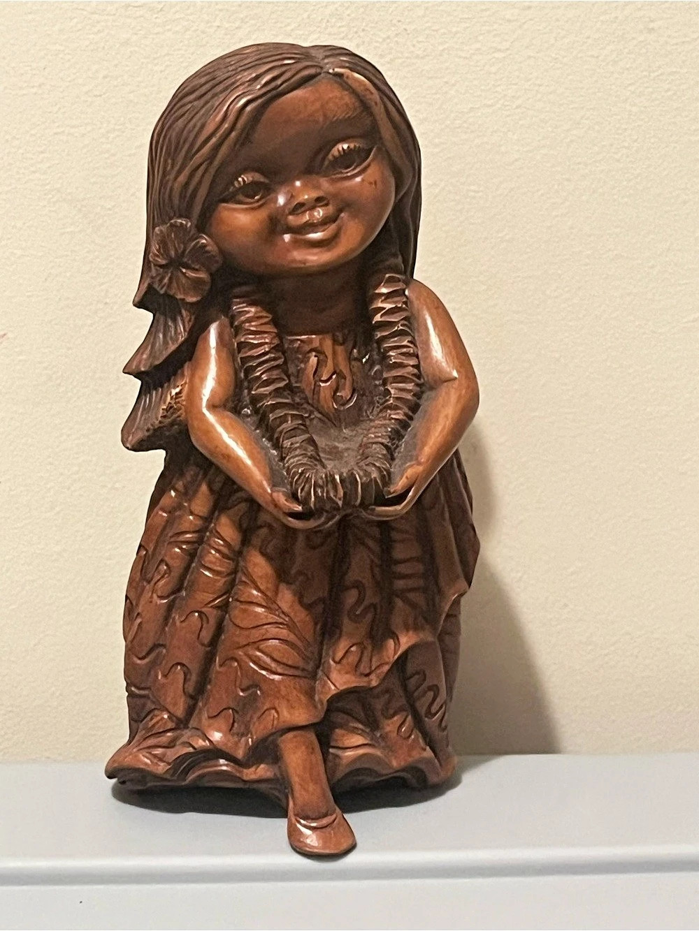 Hawaiian Hula Company Aloha Keiki Hawaiian Girl Figurine Brown Decor